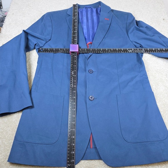 Ben Sherman Mens 40L Blue Fluke Blazer Cotton Spandex Suit Jacket Two Button NWT - Picture 4 of 15